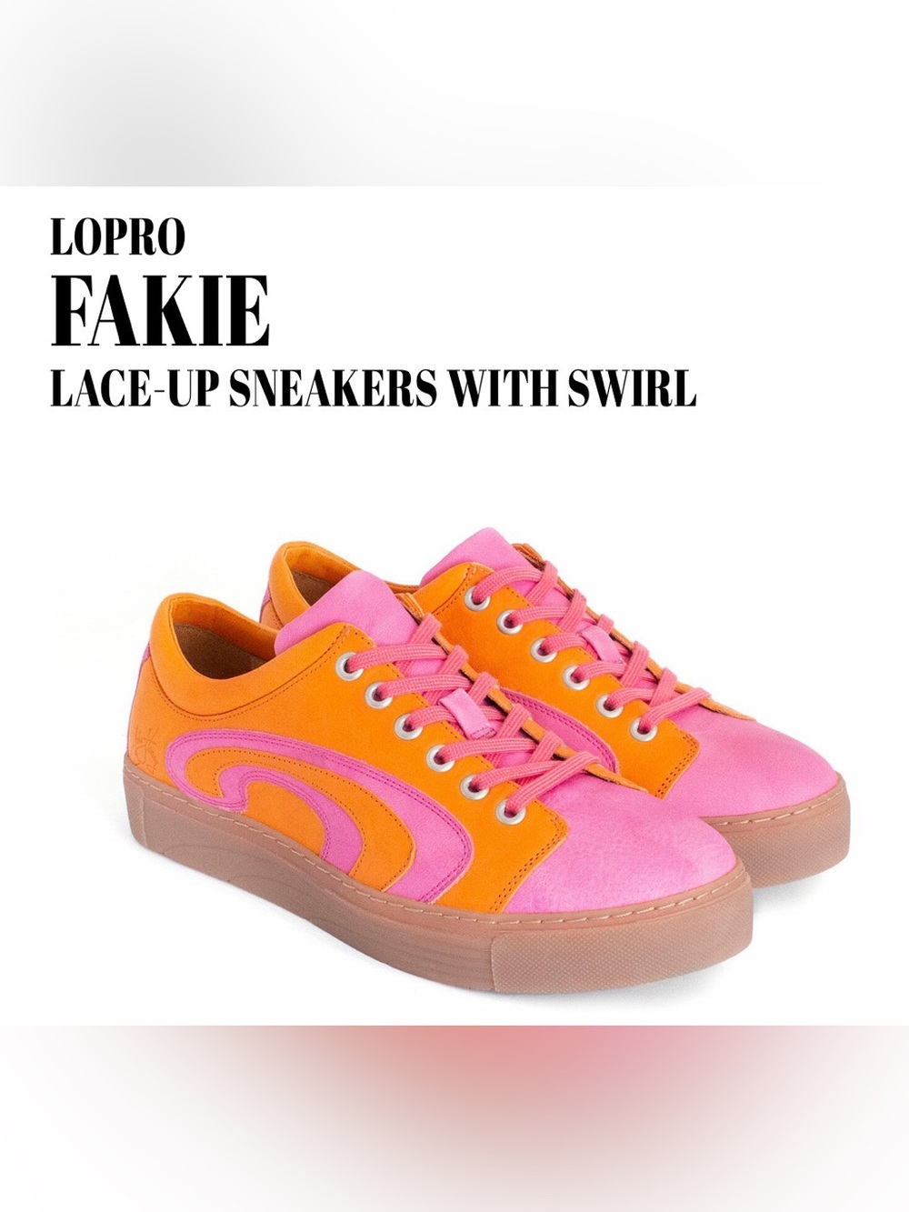 Fluevog EXCELLENT LoPro Fakie orange/pink lace-up swirl sneaker - 7 (fits 7.5)